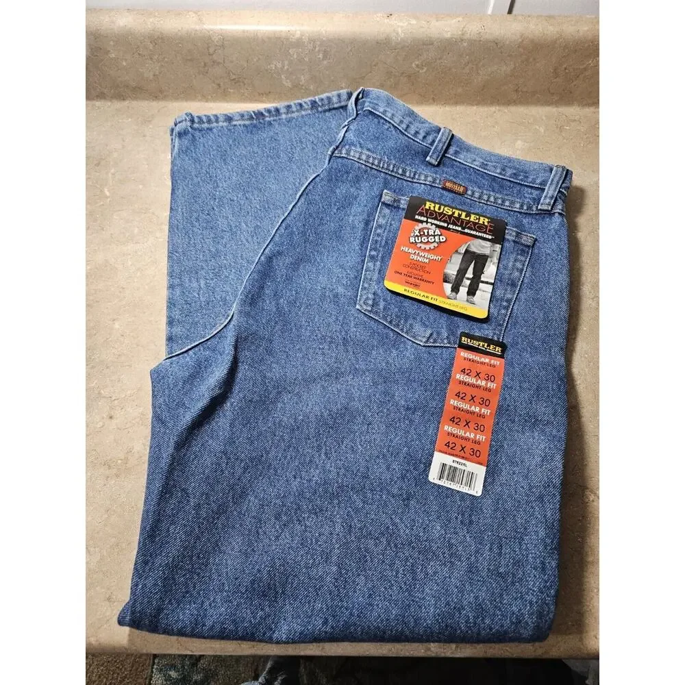 Rustler by Wrangler Advantage‎ jeans SZ 42X30 X-TRA RUGGED Heavyweight Denim New